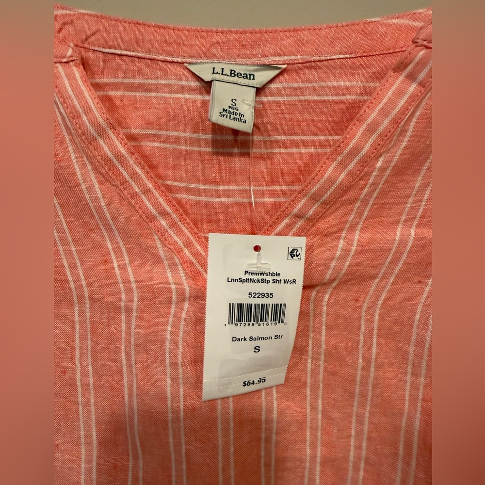 L.L. Bean Women's Premium Washable Linen Shirt, Splitneck Stripe - Picture 4 of 6